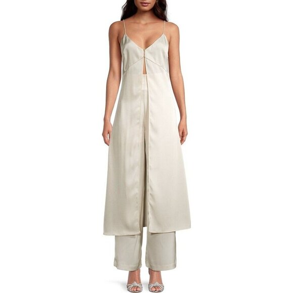 Line & Dot Jordey Pants in Ivory XSmall New Womens Satin Wide Leg Trousers - Picture 9 of 9